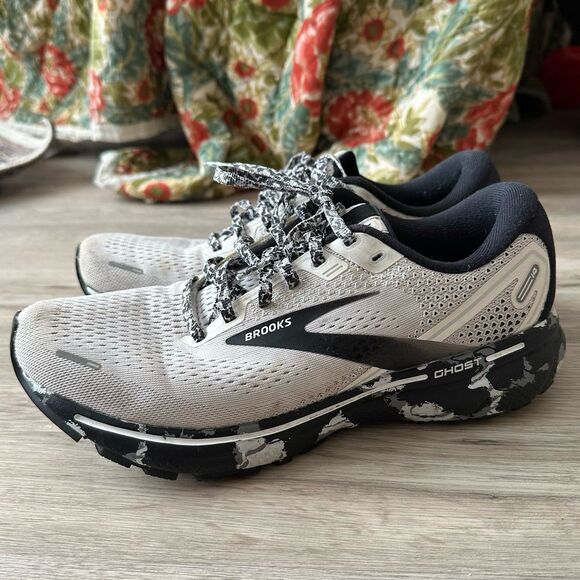 Brooks Ghost 14 Running Sneakers Black & White Camo Women’s Size 10 - Picture 3 of 12
